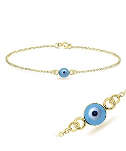 Evil Eye Round Shape Silver Bracelet BRS-202-GP